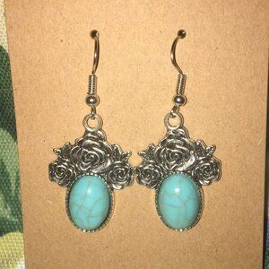 Vintage Roses Bohemian Blue Stone Drop Earring NWOT